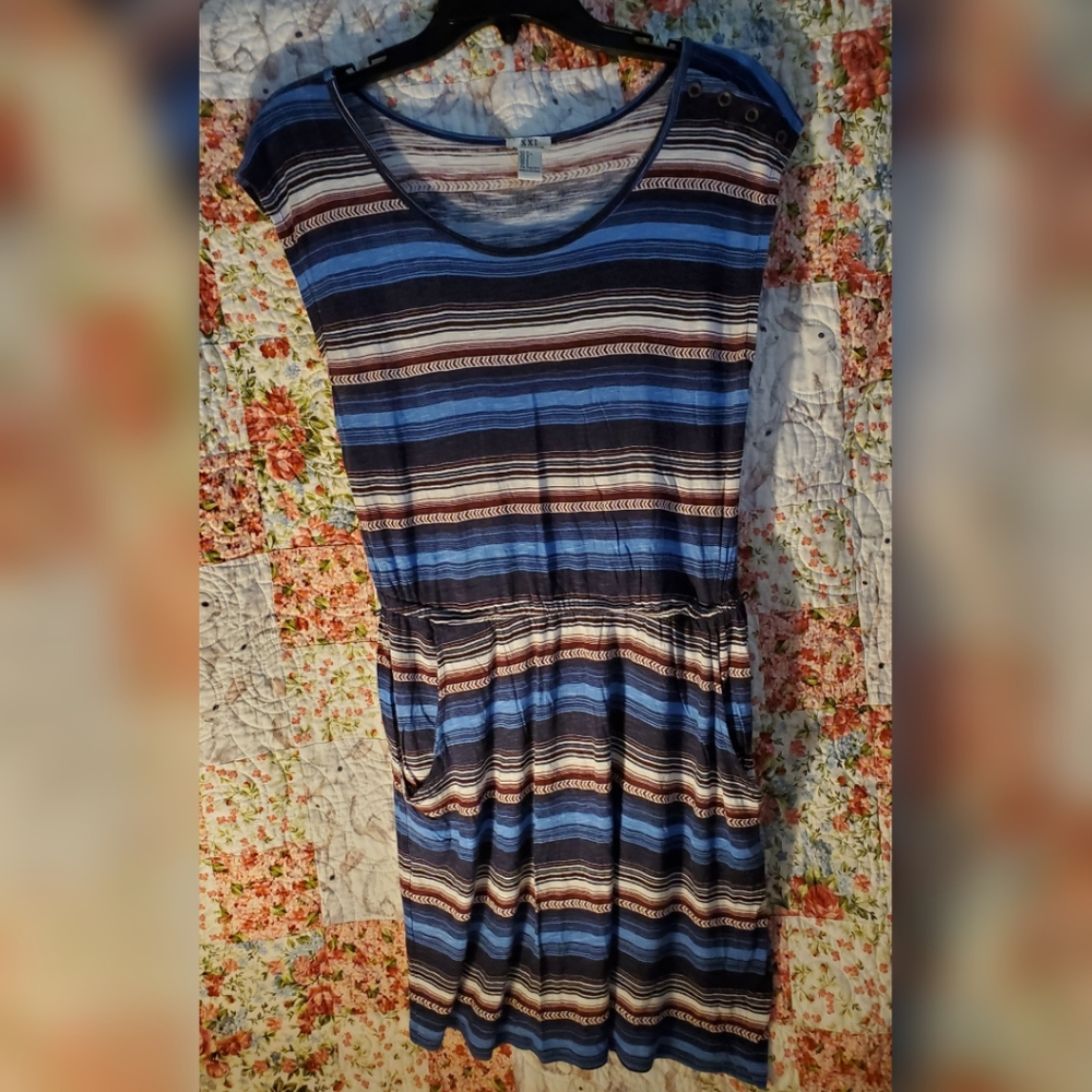 Forever 21 Dress Bohemian Striped Arrows Buttons